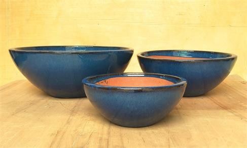 Pots en céramique de jardin vitrés par bleu d'intérieur de 52cmx20cm