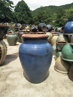 pots rustiques d'usine de jardin de 51cmx78cm, grands pots rustiques bleus de jardin