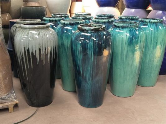 pot extérieur en céramique de 44x88cm, grands pots en céramique verts pour les usines extérieures